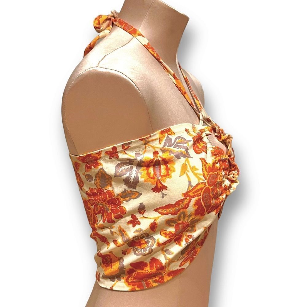 🔴2 for 40🔴Free People Intimately bandeau convertible floral orange purple S. - Picture 6 of 15